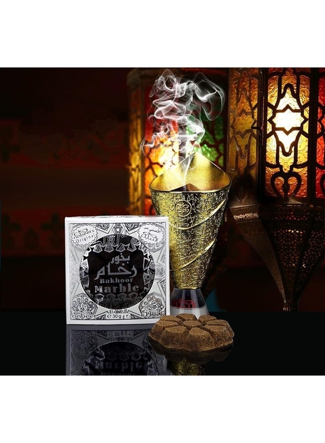 نبيل قطعتان من بخور نبيل الرخامي، 30 غراماً، بخور عربي فاخر برائحة العود العميقة لإضفاء جو ملكي على المنزل - Image 3